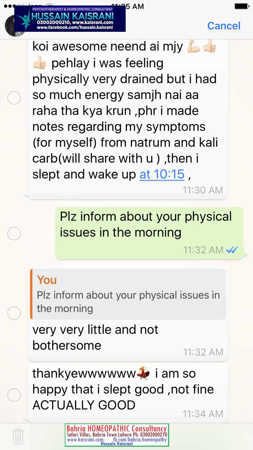Severe Anxiety, Impulses, Behaviour disorder, Physical Pains, Hair fall, Mood Swings – Homeopathic Remedies and Treatment (Hussain Kaisrani)
