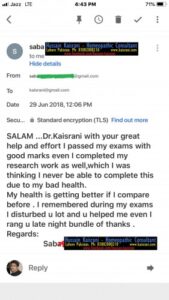 Homeopathic Treatment by Hussain Kaisrani Helped to Score Good Marks in Exams and Research – Feedback from SABA