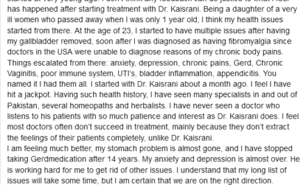 Ayesha recommends Hussain Kaisrani Psychotherapist & Homeopathic Consultant