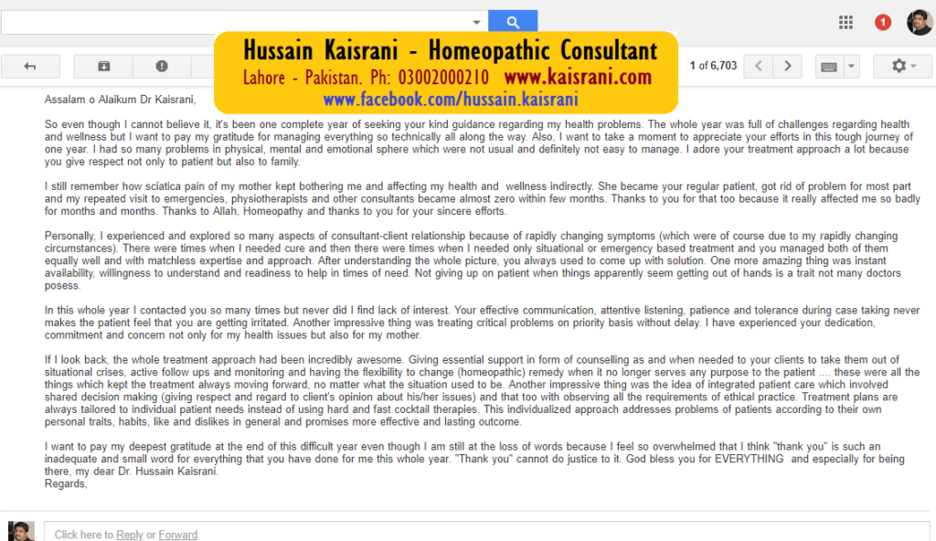 One year after starting homeopathic treatment – Client’s Review
