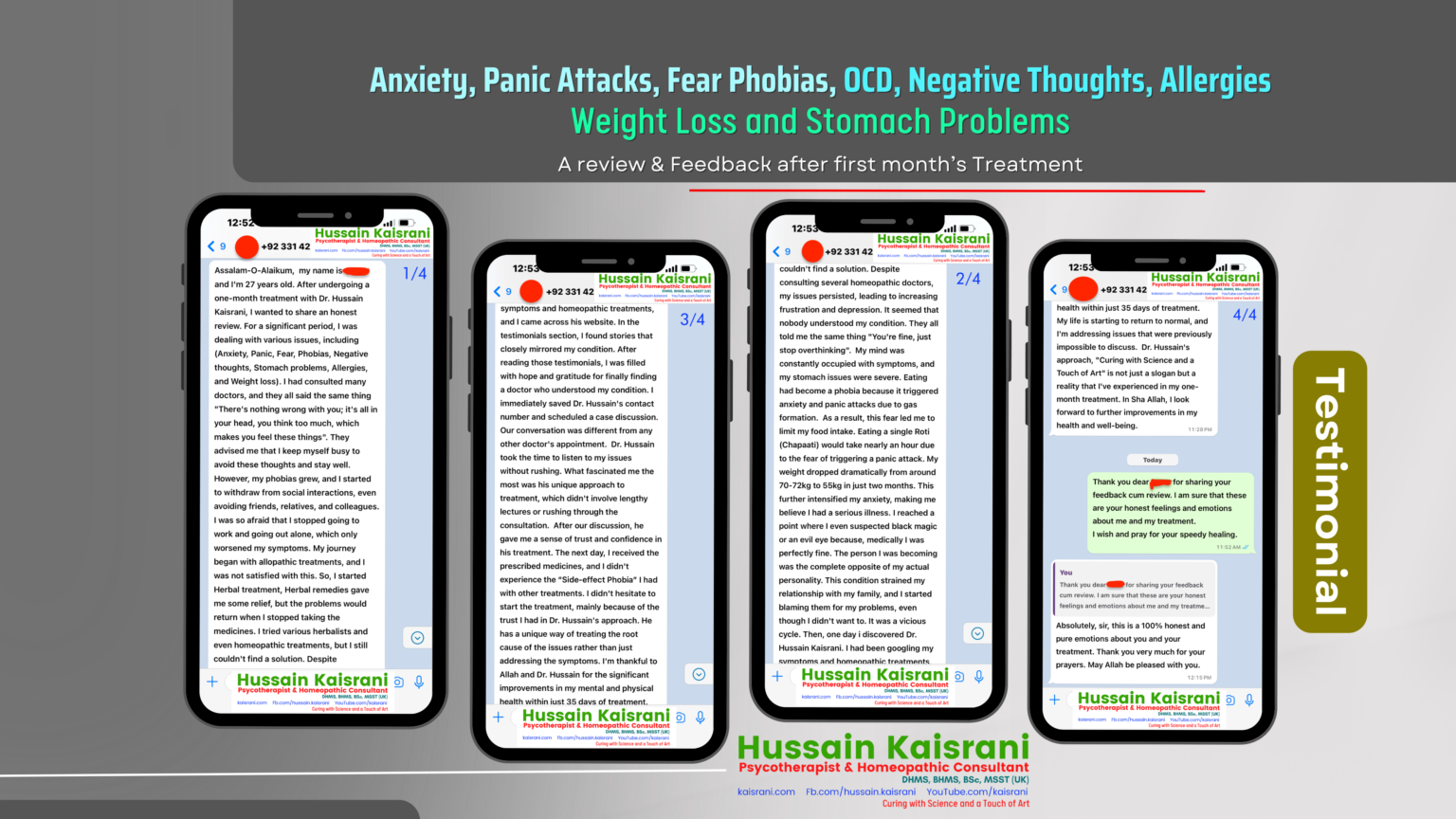 Anxiety, Panic Attacks, Fear Phobias, Negative Thoughts, Allergies, Weight Loss and Stomach Problems Treatment – A review and Feedback