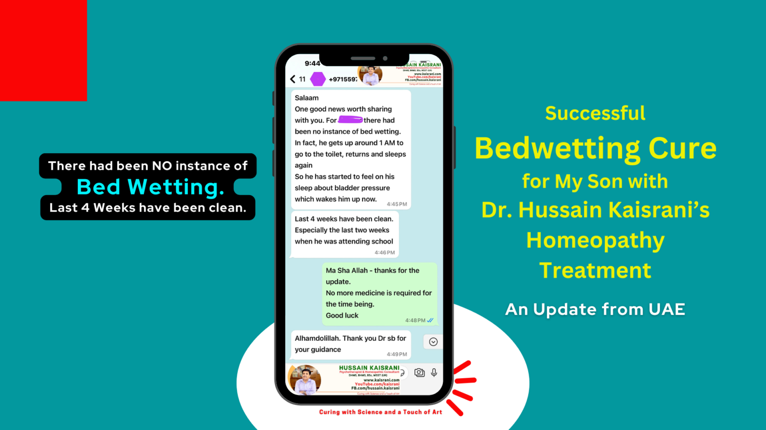 Successful Bedwetting Cure for My Son with Dr. Hussain Kaisrani’s Homeopathy Treatment