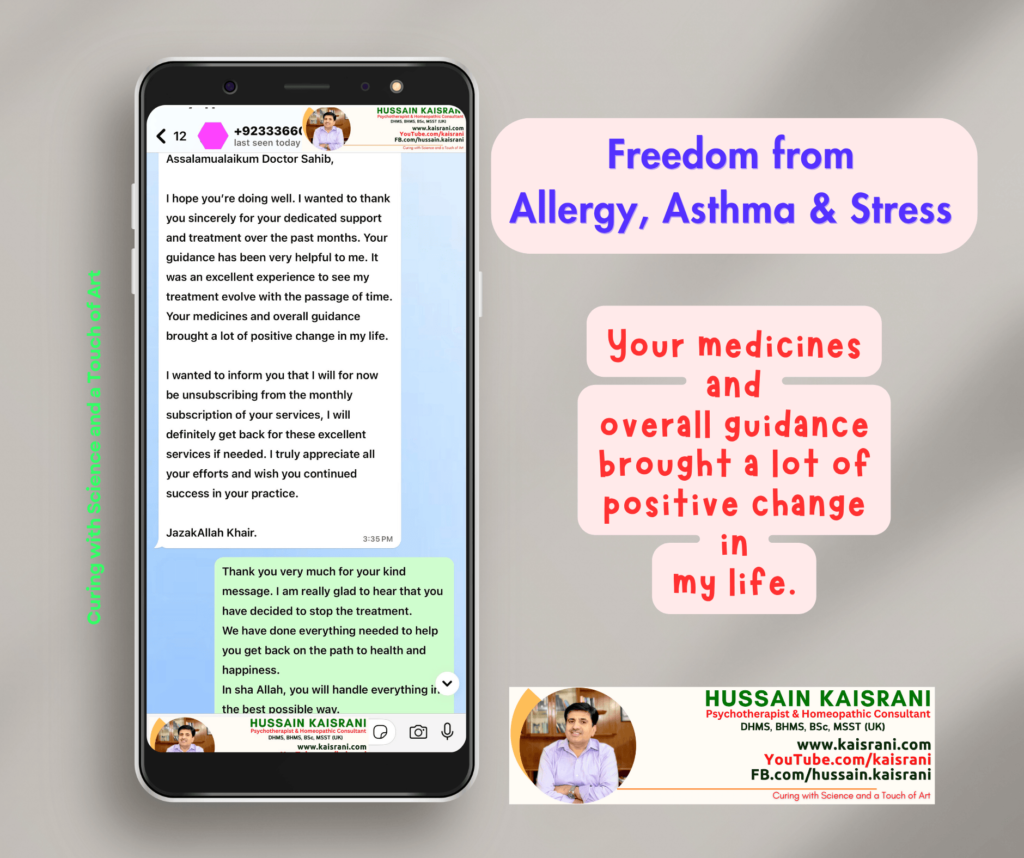 Thanks for Kind Support and Homeoapthic Treatment - Feedback